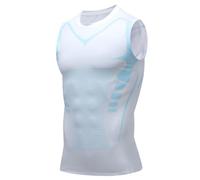 Generico 2024 New Menionic Tourmaline Posture Corrector Vest, Shaping Sleeveless Shirt for Men (White,M)