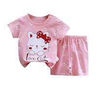 Generico 2025 Bambini Estate Homewear,Tuta da Jogging per Pjs Confezione 2 Pezzi in Raso con Bottoni Solid Color Pantaloni Notte Set Salotto A Maniche Lunghe Il Tempo Libero