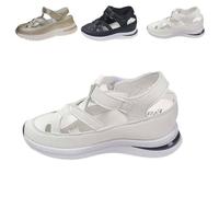 Generico 2025 Bomre Orthopedic Sandals, Bomre Orthopedic Slip on Shoes Women, Hollow Out Closed Toe Platform Wedges for Women (White,40)