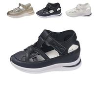 Generico 2025 Bomre Orthopedic Sandals, Bomre Orthopedic Slip on Shoes Women, Hollow Out Closed Toe Platform Wedges for Women (Black,36)
