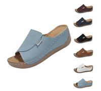 Generico 2025 Breathable Summer Solid Color Platform Slip On Walking Sandals, Comfortable Orthopedic Wedge Sandals for Women (Blue,43)
