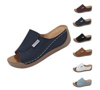 Generico 2025 Breathable Summer Solid Color Platform Slip On Walking Sandals, Comfortable Orthopedic Wedge Sandals for Women (Dark Blue,38)