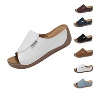 Generico 2025 Breathable Summer Solid Color Platform Slip On Walking Sandals, Comfortable Orthopedic Wedge Sandals for Women (White,39)