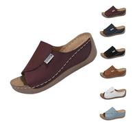 Generico 2025 Breathable Summer Solid Color Platform Slip On Walking Sandals, Comfortable Orthopedic Wedge Sandals for Women (Red,40)