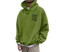 Generico 2025 Felpe da Uomo Oversized Hoodie Pullover Solid Color Felpa Pile con Cappuccio Classica Confortevole Casua Regali di Festa per Uomini