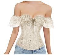 Generico 2025 Halloween Corsetto Donne con Coulisse Stretto Osso di Plastica Underbust Cuore Stringivita Modellante Pizzo Disossato Bustier Elegante Bustino Vintage Gothic Party