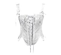 Generico 2025 Halloween Corsetto Donne Lace Up Slim Vintage Overbust Sottile con Lacci Pizzo Disossato Bustier Modellante Elegante Bustino per E Natale Costumi