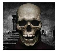 Generico 2025 New Halloween Full Head Skull Mask, Full Head Skull Latex Mask with Movable Jaw for Cosplay Party Props (1pcs*gray)