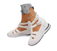 Generico 2025 New Side Adjustable Hook and Loop Comfortable Wedge Sandals Comfortable Lightweight Wedge Sandals (White,41)