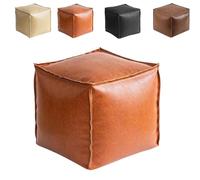 Generico 2025 New Stuffable Cushion Bag Leather, Oil Waxed Leather Ottoman Cushion, Unstuffed Faux Leathe Footrest Storage Cube,16 inch Floor Footrest Storage Solution, Store Idle Clothes (orange)
