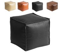 Generico 2025 New Stuffable Cushion Bag Leather, Oil Waxed Leather Ottoman Cushion, Unstuffed Faux Leathe Footrest Storage Cube,16 inch Floor Footrest Storage Solution, Store Idle Clothes (black)