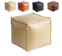 Generico 2025 New Stuffable Cushion Bag Leather, Oil Waxed Leather Ottoman Cushion, Unstuffed Faux Leathe Footrest Storage Cube,16 inch Floor Footrest Storage Solution, Store Idle Clothes (white)