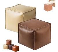 Generico 2025 New Stuffable Cushion Bag Leather, Unstuffed Pouf Ottomans, 16 Inch Floor Footrest Cushion Storage Solution, Decorative Footrest Storage Bag for Living Rooms Bedrooms (Beige+Brown)