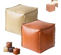 Generico 2025 New Stuffable Cushion Bag Leather, Unstuffed Pouf Ottomans, 16 Inch Floor Footrest Cushion Storage Solution, Decorative Footrest Storage Bag for Living Rooms Bedrooms (Beige+Orange)