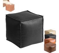 Generico 2025 New Stuffable Cushion Bag Leather, Unstuffed Pouf Ottomans, 16 Inch Floor Footrest Cushion Storage Solution, Decorative Footrest Storage Bag for Living Rooms Bedrooms (Black)