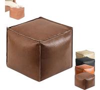 Generico 2025 New Stuffable Cushion Bag Leather, Unstuffed Pouf Ottomans, 16 Inch Floor Footrest Cushion Storage Solution, Decorative Footrest Storage Bag for Living Rooms Bedrooms (Brown)