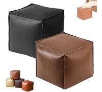 Generico 2025 New Stuffable Cushion Bag Leather, Unstuffed Pouf Ottomans, 16 Inch Floor Footrest Cushion Storage Solution, Decorative Footrest Storage Bag for Living Rooms Bedrooms (Black+Brown)
