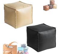 Generico 2025 New Stuffable Cushion Bag-Unstuffed Pouf Ottomans-16 Inch Faux Leather Storage Ottoman-Decorative Footrest for Living Room & Bedroom, Multi-functional Storage Solution (Set 3)