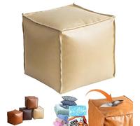 Generico 2025 New Stuffable Cushion Bag-Unstuffed Pouf Ottomans-16 Inch Faux Leather Storage Ottoman-Decorative Footrest for Living Room & Bedroom, Multi-functional Storage Solution (Beige)