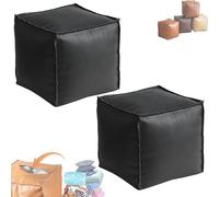 Generico 2025 New Stuffable Cushion Bag-Unstuffed Pouf Ottomans-16 Inch Faux Leather Storage Ottoman-Decorative Footrest for Living Room & Bedroom, Multi-functional Storage Solution (Black-2)