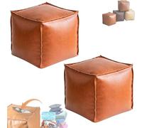 Generico 2025 New Stuffable Cushion Bag-Unstuffed Pouf Ottomans-16 Inch Faux Leather Storage Ottoman-Decorative Footrest for Living Room & Bedroom, Multi-functional Storage Solution (Orange-2)