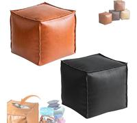 Generico 2025 New Stuffable Cushion Bag-Unstuffed Pouf Ottomans-16 Inch Faux Leather Storage Ottoman-Decorative Footrest for Living Room & Bedroom, Multi-functional Storage Solution (Set 1)