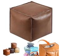 Generico 2025 New Stuffable Cushion Bag-Unstuffed Pouf Ottomans-16 Inch Faux Leather Storage Ottoman-Decorative Footrest for Living Room & Bedroom, Multi-functional Storage Solution (Coffee)