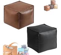 Generico 2025 New Stuffable Cushion Bag-Unstuffed Pouf Ottomans-16 Inch Faux Leather Storage Ottoman-Decorative Footrest for Living Room & Bedroom, Multi-functional Storage Solution (Set 2)