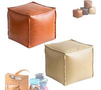 Generico 2025 New Stuffable Cushion Bag-Unstuffed Pouf Ottomans-16 Inch Faux Leather Storage Ottoman-Decorative Footrest for Living Room & Bedroom, Multi-functional Storage Solution (Set 5)