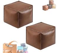 Generico 2025 New Stuffable Cushion Bag-Unstuffed Pouf Ottomans-16 Inch Faux Leather Storage Ottoman-Decorative Footrest for Living Room & Bedroom, Multi-functional Storage Solution (Coffee-2)