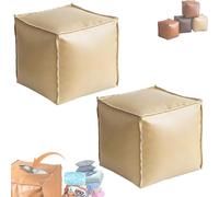 Generico 2025 New Stuffable Cushion Bag-Unstuffed Pouf Ottomans-16 Inch Faux Leather Storage Ottoman-Decorative Footrest for Living Room & Bedroom, Multi-functional Storage Solution (Beige-2)