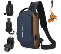 Generico 2025 Nuove Borse a Tracolla Antifurto Aerodinamiche in Fibra di Carbonio, Leyweio bag, Auricz Sling Bag, Charge USB, Borse a Tracolla Impermeabili (Blu Oro)