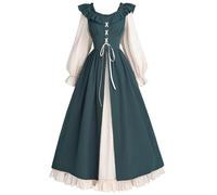 Generico 2025 Nuovo Vestito Halloween Donna Lung, Abito Gotico Donna Medievale Abito con Maniche a Tromba Vestiti Curvy Slim fit Abiti con Coulisse Rinascimentale Abbigliamento Costume Halloween