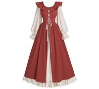 Generico 2025 Nuovo Vestito Halloween Donna Lung, Abito Gotico Donna Medievale Abito con Maniche a Tromba Vestiti Curvy Slim fit Abiti con Coulisse Rinascimentale Abbigliamento Costume Halloween