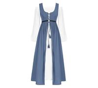 Generico 2025 Nuovo Vestito Halloween Donna Lung, Abito Gotico Donna Medievale Abito con Maniche a Tromba Vestiti Curvy Slim fit Abiti con Coulisse Rinascimentale Abbigliamento Costume Halloween