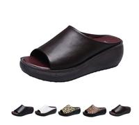 Generico 2025 Orthopedic Sandals Summer Dressy Platform Heel Arch Support Slip Sandals Comfortable Orthotic Leather Wedges Slides (1PCS/E,43)