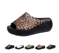 Generico 2025 Orthopedic Sandals Summer Dressy Platform Heel Arch Support Slip Sandals Comfortable Orthotic Leather Wedges Slides (1PCS/D,42)