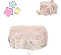 Generico 2025 Pencil Case - Cute Aesthetic Drawstring Pouch, Large Capacity Multi-Pocket Design, Waterproof Soft Pen Holder (Pink)