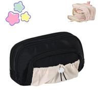 Generico 2025 Pencil Case - Cute Aesthetic Drawstring Pouch, Large Capacity Multi-Pocket Design, Waterproof Soft Pen Holder (Black)