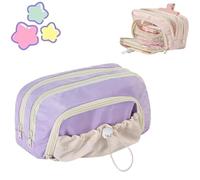 Generico 2025 Pencil Case - Cute Aesthetic Drawstring Pouch, Large Capacity Multi-Pocket Design, Waterproof Soft Pen Holder (Purple)