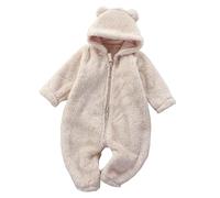 Generico 2025 Tuta Neonato Invernali Piedi Inverno Tutina Cappuccio, Addensare Caldo Pigiama Flanella Cotone Orsetto Set in Pile Invernale da Bambina per ragazzi e ragazze