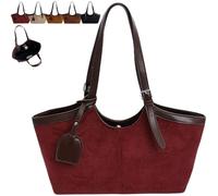 Generico 2025 Women Retro Trendy Chic Suede Tote Bag, Elegant Top Handle Bags, Spacious Capacity Fall Winter Everyday Handbag (Red)