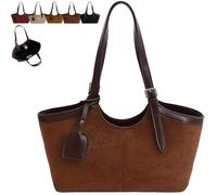 Generico 2025 Women Retro Trendy Chic Suede Tote Bag, Elegant Top Handle Bags, Spacious Capacity Fall Winter Everyday Handbag (Coffee)