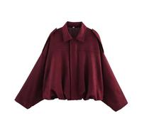 Generico 2025 Women's Faux Suede Bomber Jacket versized Casual Lapel Long Sleeves Pilot Outerwear Coat Trendy Streetwear Outerwear (1PCS/F,S)