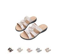 Generico 2025 Women's Floral-Embellished Slip on Sandals, Comfortable Dressy Summer Beach Slides Summer Arch Support Slides (1PCS/E, Adulto, Donna, 36, Numero, Sistema Taglie Calzature EU, Media)