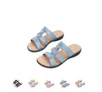 Generico 2025 Women's Floral-Embellished Slip on Sandals, Comfortable Dressy Summer Beach Slides Summer Arch Support Slides (1PCS/D, Adulto, Donna, 35, Numero, Sistema Taglie Calzature EU, Media)