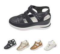 Generico 2025 Women's Hollow Out Breathable Platform Wedge Sandals, Womens Orthopedic Roman Sandals, Casual Closed Toe Sandal (Black,42)