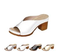 Generico 2025 Women's Platform Chunky Heels Low Block Heeled Sandal s Classic Casual Slip on Dressy Shoes (1PCS/B,39)