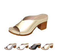 Generico 2025 Women's Platform Chunky Heels Low Block Heeled Sandal s Classic Casual Slip on Dressy Shoes (1PCS/D,41)