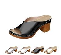 Generico 2025 Women's Platform Chunky Heels Low Block Heeled Sandal s Classic Casual Slip on Dressy Shoes (1PCS/C,42)